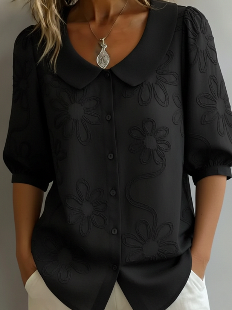 Tracey | Floral Blouse With Round Neckline