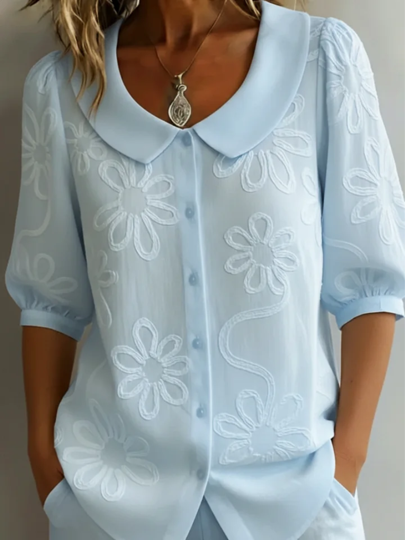 Tracey | Floral Blouse With Round Neckline