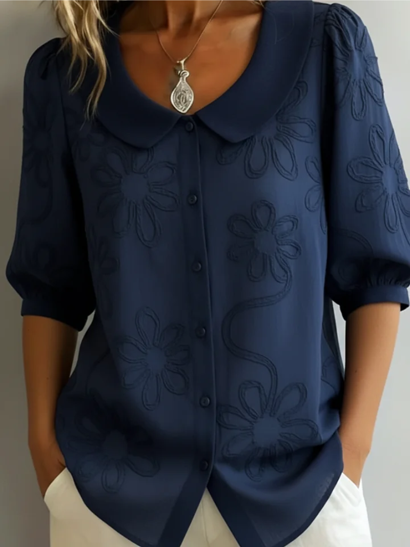 Tracey | Floral Blouse With Round Neckline