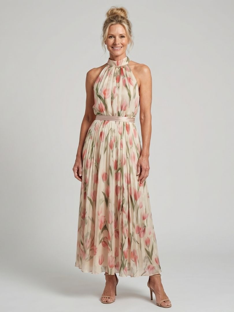 Millie | Halter Neck Floral Midi Dress