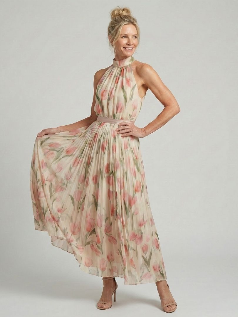 Millie | Halter Neck Floral Midi Dress