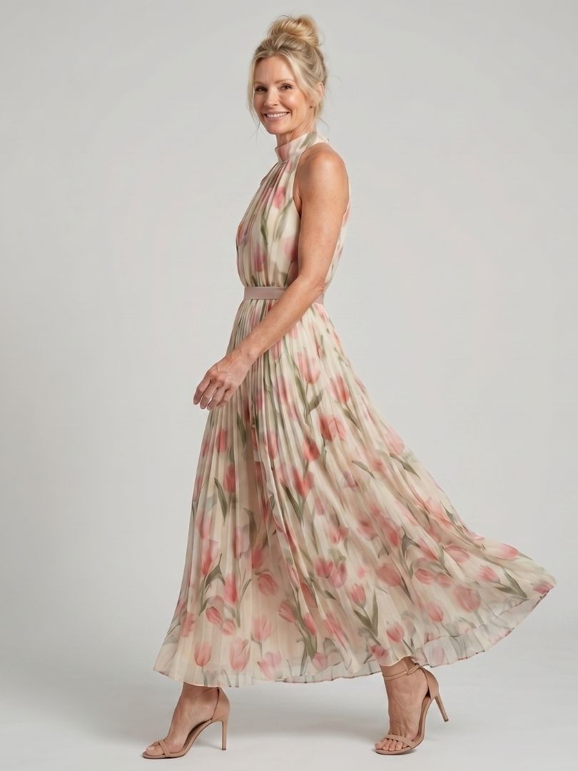 Millie | Halter Neck Floral Midi Dress