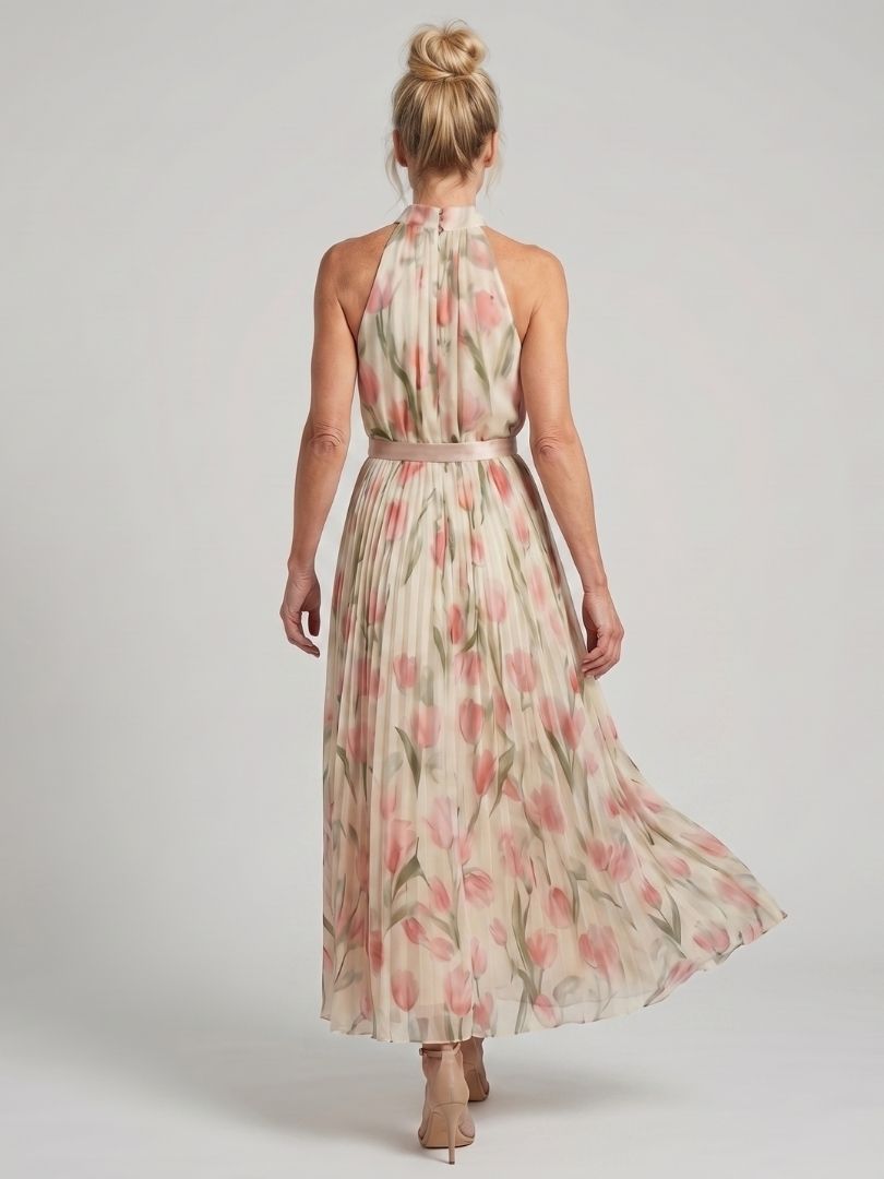 Millie | Halter Neck Floral Midi Dress