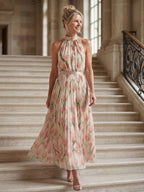 Millie | Halter Neck Floral Midi Dress