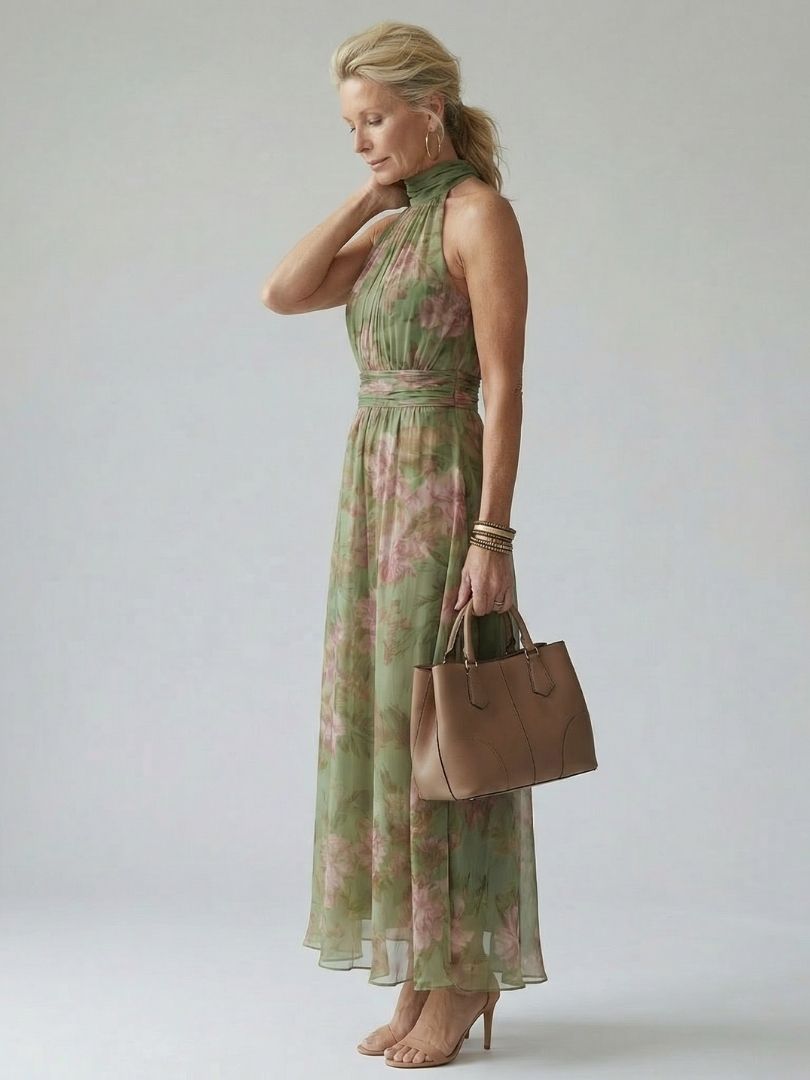 Mackenzie | Gathered Halter Midi Dress