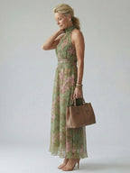 Mackenzie | Gathered Halter Midi Dress