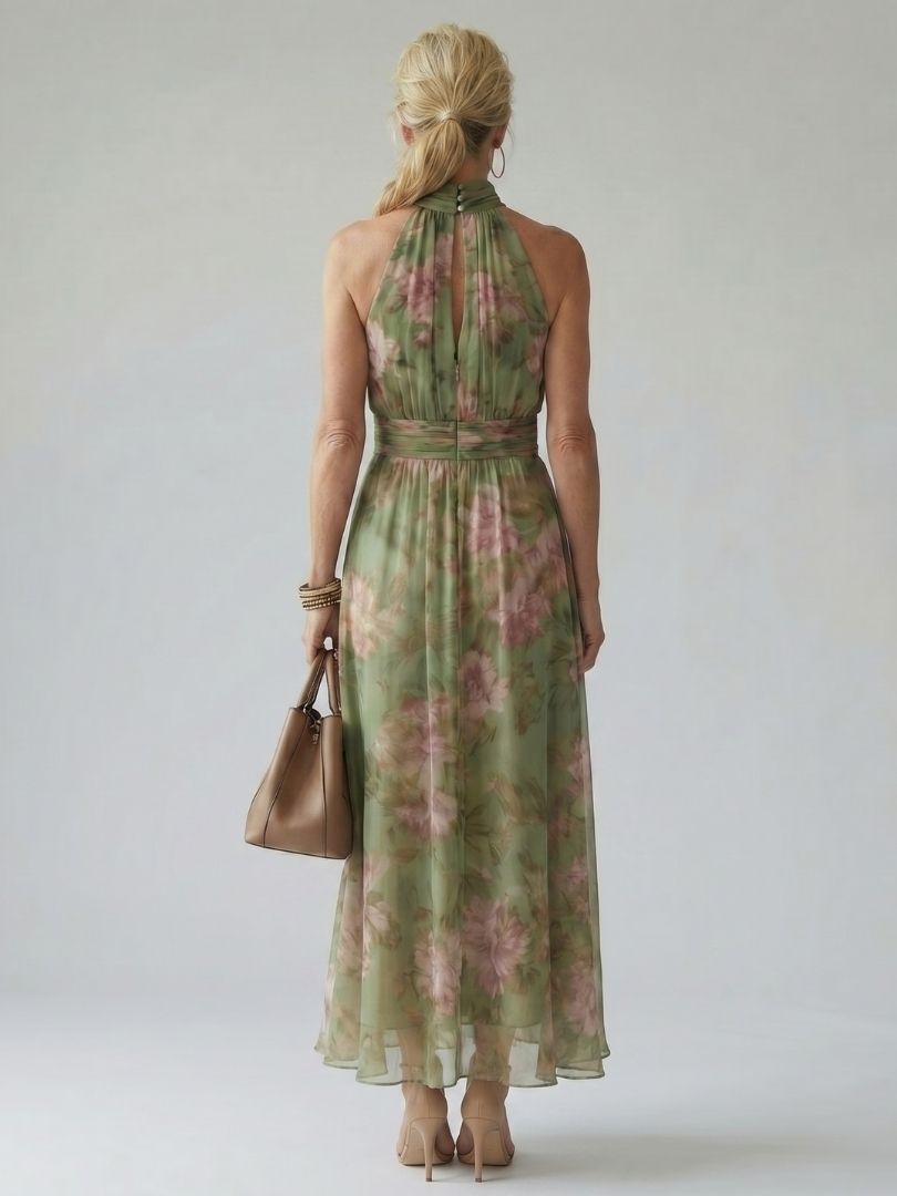 Mackenzie | Gathered Halter Midi Dress
