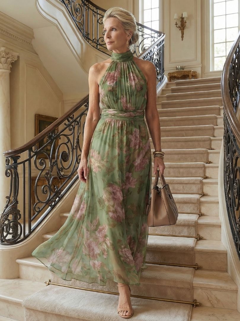 Mackenzie | Gathered Halter Midi Dress