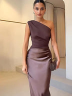 Luna™ | Satin Maxi Dress with Slit