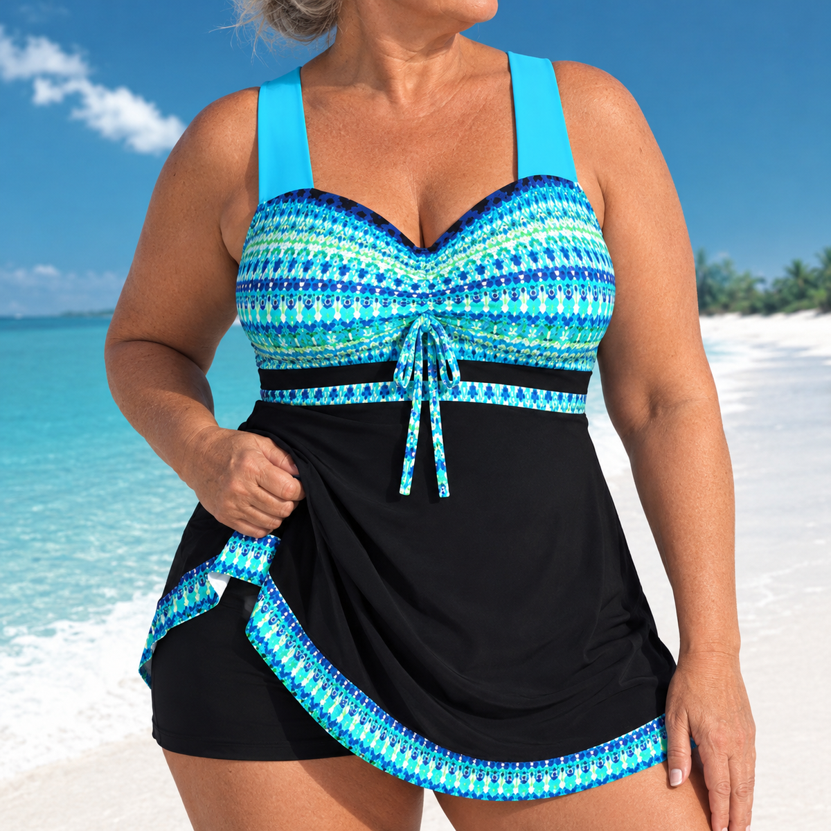 Valerie | Geometric Print Tankini Set