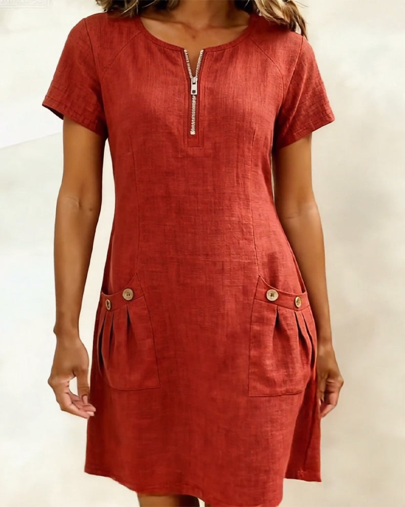 Abbey | Zipper Cotton Dress