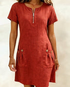 Abbey | Zipper Cotton Dress