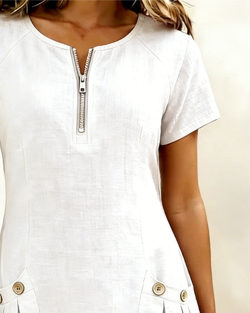 Abbey | Zipper Cotton Dress