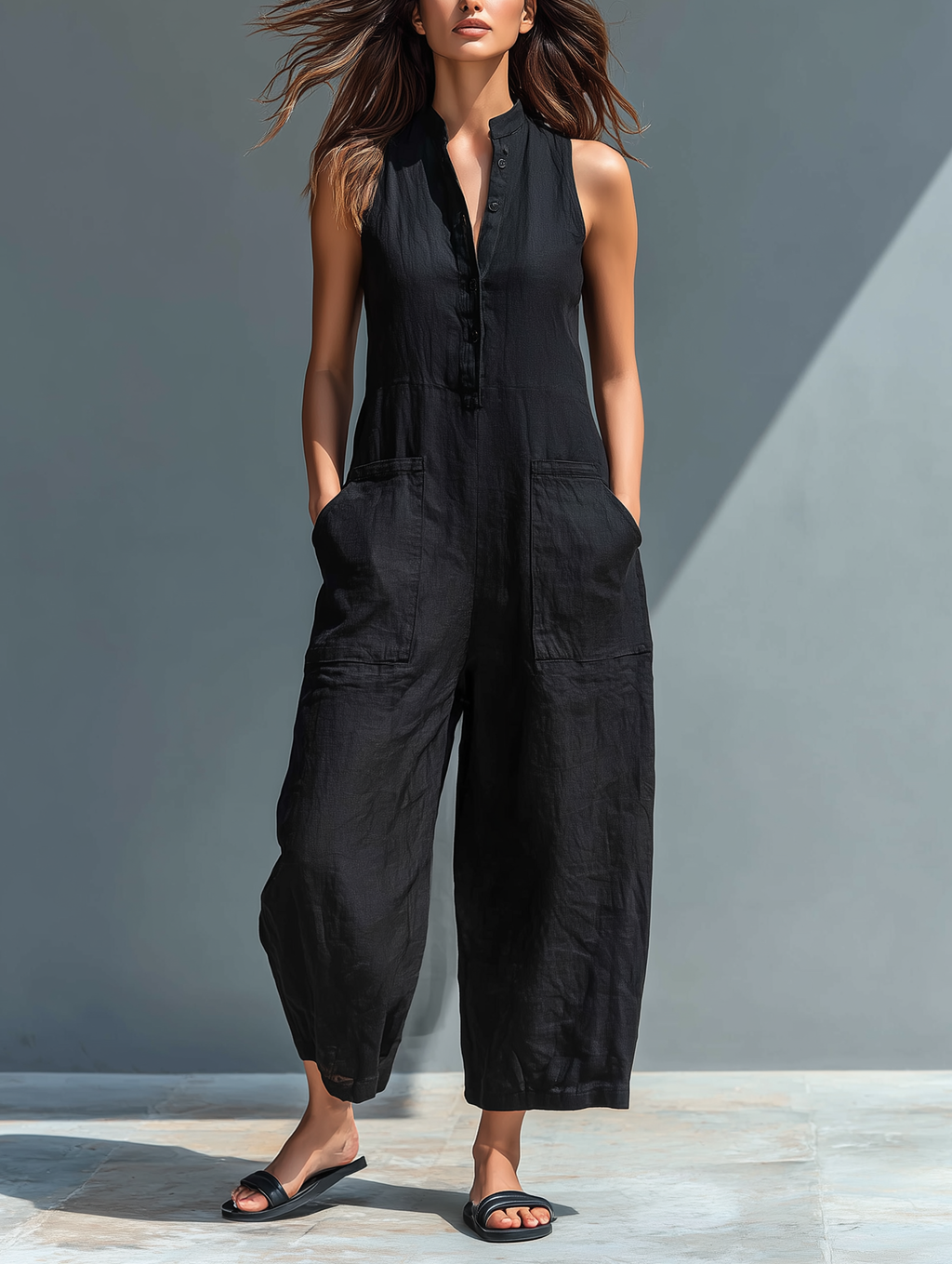 Gracie | Sleeveless Linen-Look Jumpsuit