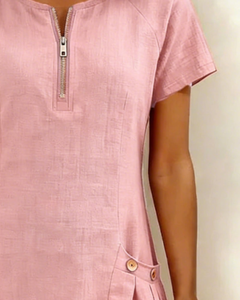 Abbey | Zipper Cotton Dress