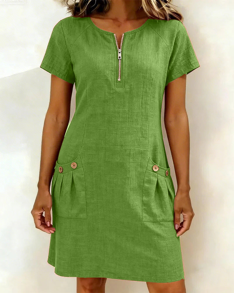 Abbey | Zipper Cotton Dress