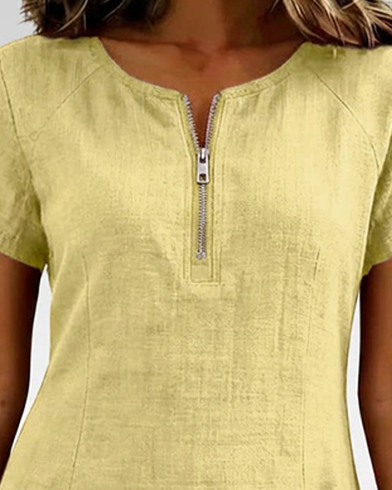 Abbey | Zipper Cotton Dress