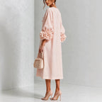 Ivy | Floral Cuff Sleeves Midi Dress