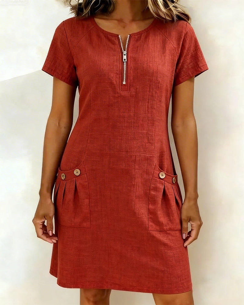 Abbey | Zipper Cotton Dress