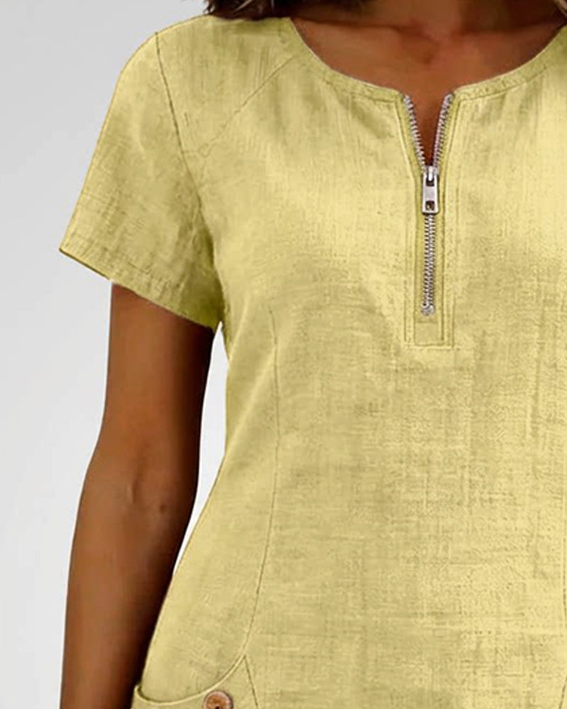 Abbey | Zipper Cotton Dress
