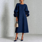 Ivy | Floral Cuff Sleeves Midi Dress