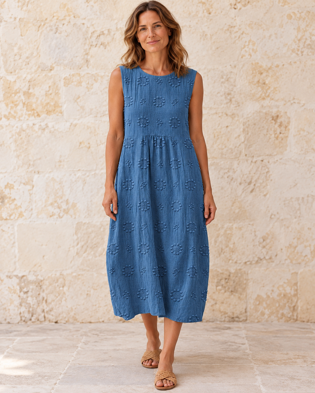 Wendy | Textured Sleeveless Midi Dress