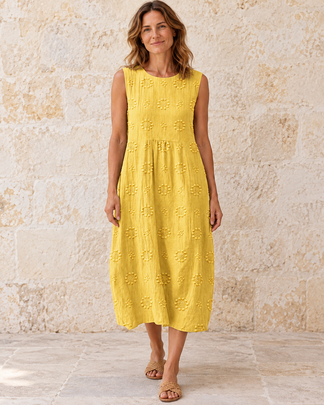 Wendy | Textured Sleeveless Midi Dress