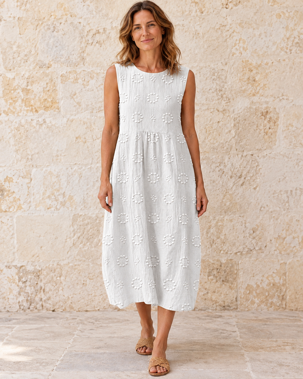 Wendy | Textured Sleeveless Midi Dress