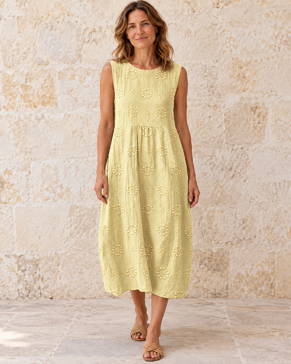 Wendy | Textured Sleeveless Midi Dress