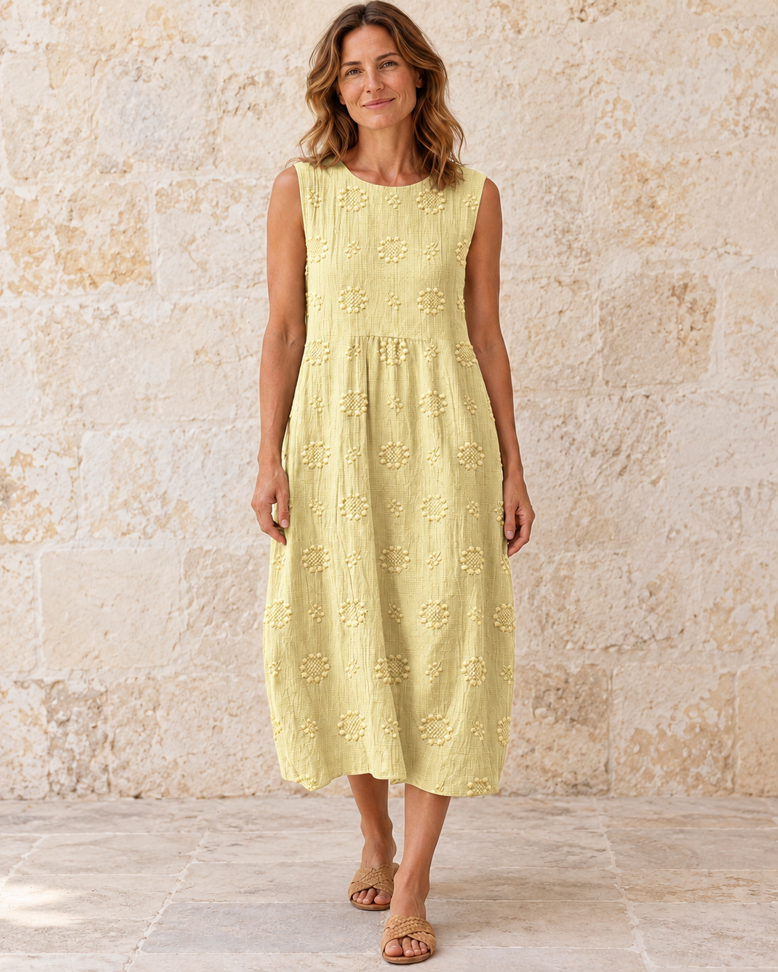 Wendy | Textured Sleeveless Midi Dress